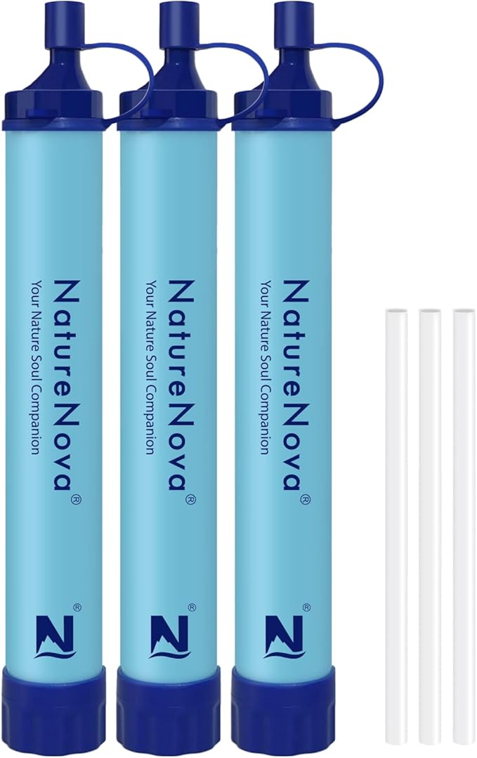 Personal Water Filter Straw Outdoor Portable Filtration Emergency Survival Gear Water Solutions Tactical Gear for Hiking Camping Accessories Travel Hunting Fishing Outing Backpacking