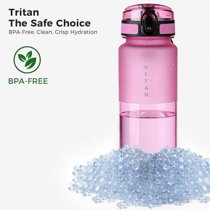 32oz Water Bottle with Chug Lid, Frosted & Clear Tritan BPA-Free, Leakproof, Wide Mouth, Portable Sports Water Bottle for Gym, Office, Travel, Outdoor (Magenta)