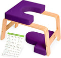 Yoga Headstand Bench, Stand Yoga Chair for Balance Training, Core Strength Building, Upside Down Chair for Relaxation, Handstand Trainer Inversion Chair for Home Gym (Wood Purple)