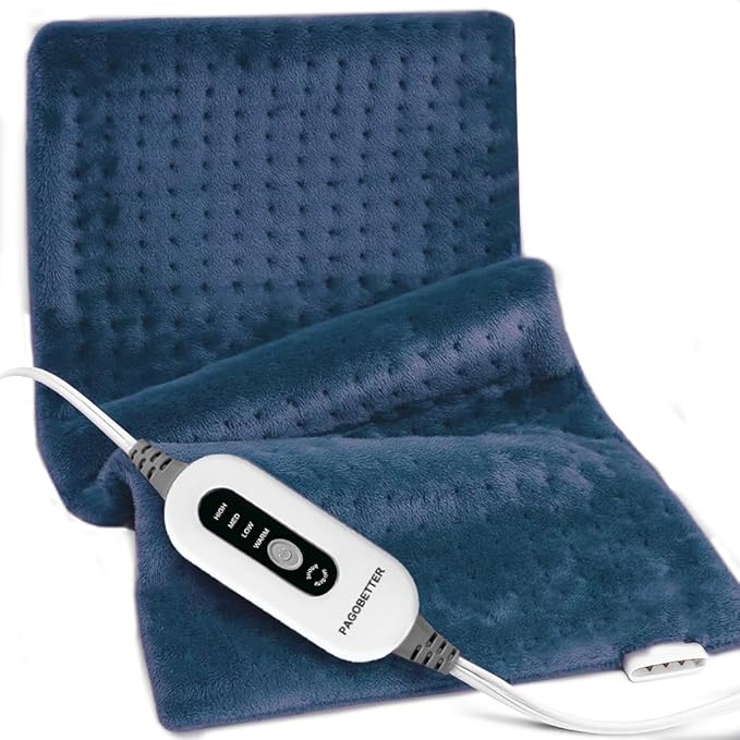 Heating Pad,Electric Heating Pads for Back,Neck,Abdomen,Moist Heating Pad for Shoulder,Knee,Arms,Legs,Dry/Moist Heat & Auto Shut Off,Birthday Gifts for Men and Women, 24x12 Inch (Blue)