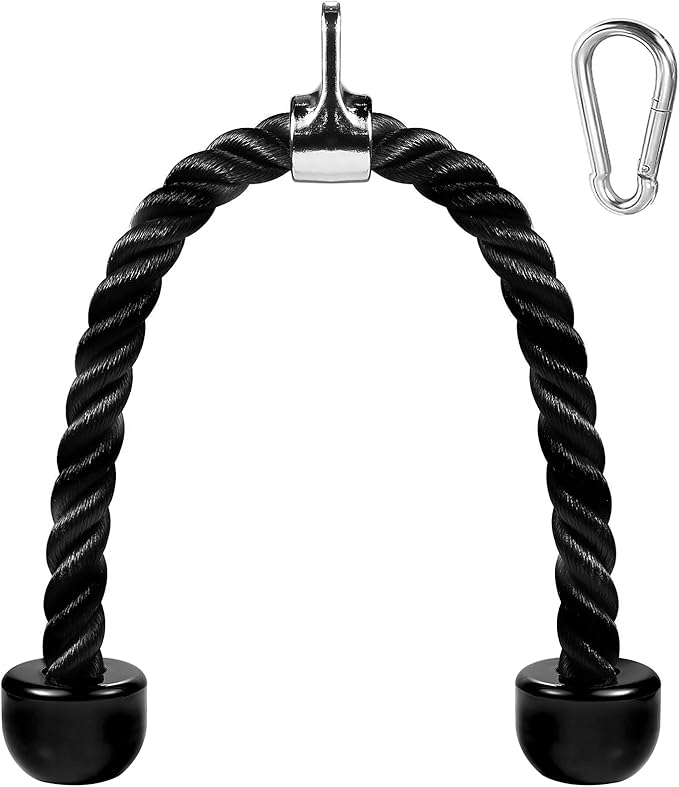 Deluxe Tricep Rope Pull Down Cable, 27 & 36 Inch Rope Length, Easy to Grip & Non-Slip Cable Attachment for Gym Workout Exercise