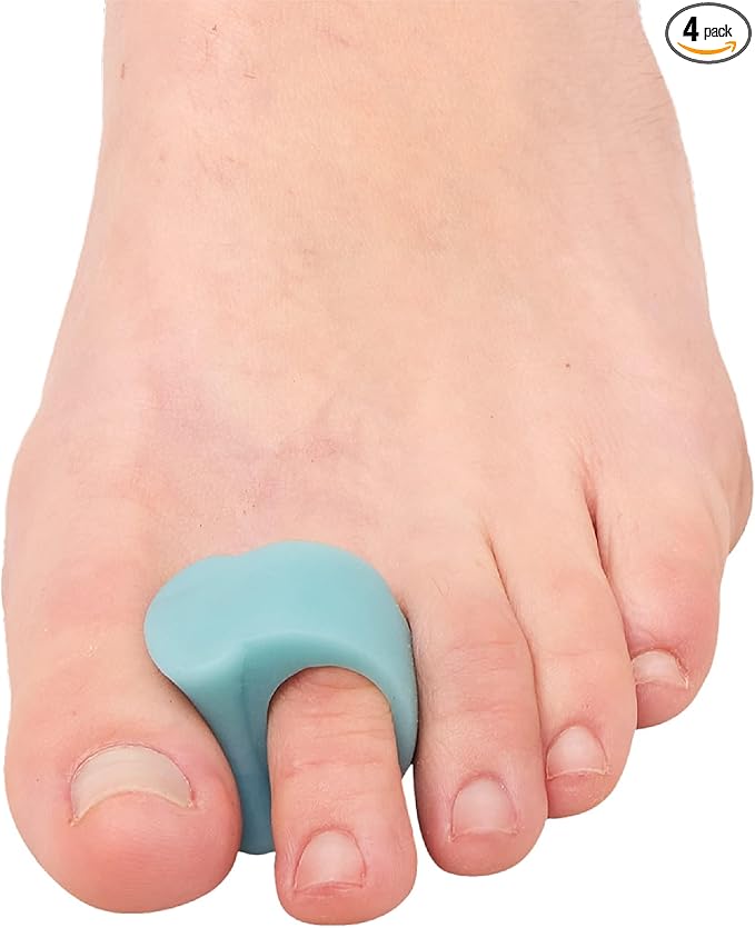 ZenToes Gel Toe Separators for Overlapping Toes, Bunions, Big Toe Alignment, Corrector and Spacer - 4 Pack (Blue)