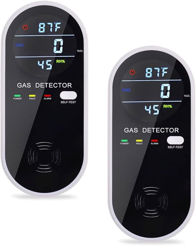 2 Packs Gas Detector & Alarm, KH Alert 3 in 1 Natural Gas Detectors & Propane Gas Detectors for Home & RV, Combustible Gas Leak Detector Monitor for LNG, LPG, Methane