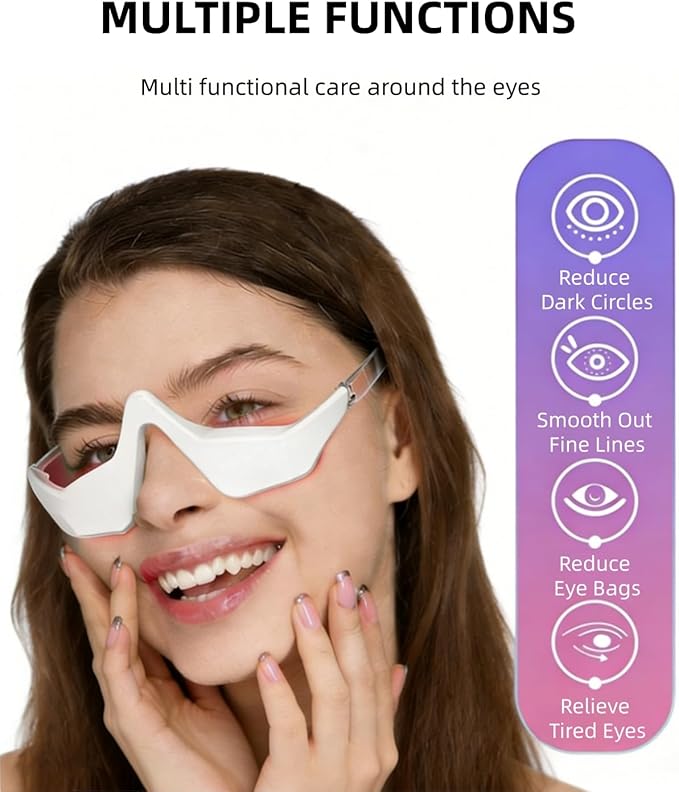 Under Eye Red Light Therapy Glasses, Red Light Therapy Device for Eyes, Eye Pods for Eye Bags, Lightweight Eye Massager for Women & Men Gift, Eyepods for Dark Circless Eye Strain