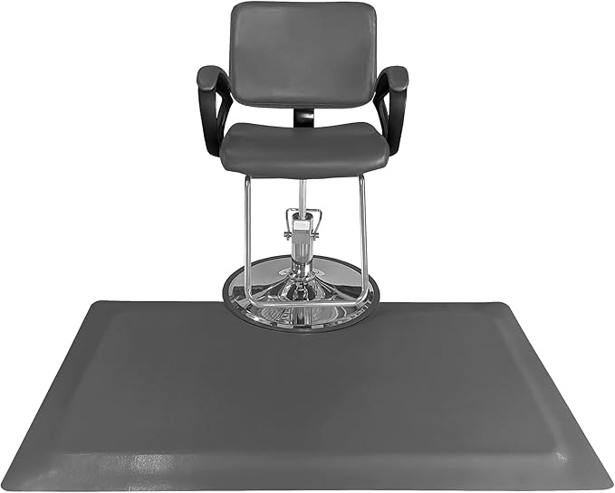 Rhino Mats, Rhino Hide Salon Mat, Non-Slip Standing Cushioned Comfort Anti-Fatigue Mat for Salon, Barbershop, or Spa (Gray Rectangle, 3' x 5' x 1/2")