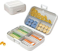Travel Pill Case Container Medication Daily Organizer with Labels,Travel Box Holder 7 Compartment Supplement Holder for Purse