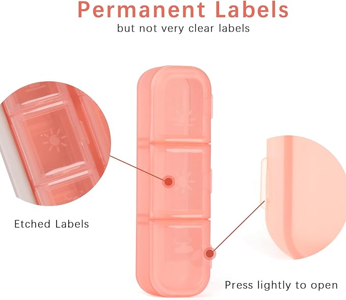 Pill Organizer 3 Times a Day Pink, Weekly Pill Case with Labels, Pill Box Medicine Organizer to Hold Vitamins and Medication | IPX7 Waterproof |21 Independent Sealing Rings
