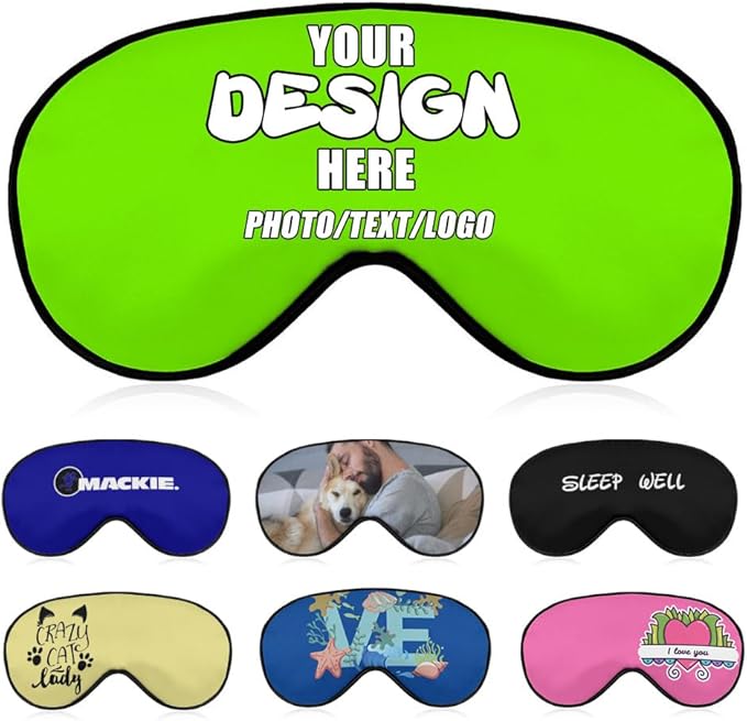 Custom Sleeping Eye Masks with Your Own Design, Customized Light Blocking Eyeshade for Deep Sleep Nap, Customize Blindfold Travel Accessory Sleep Aid Airplane Night Companion,#LawnGreen