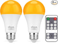 KINUR Amber Sleep Light Bulbs 1800K with Remote Control, Blue Light Blocking A19, 9W for Sleep,Bedroom (2Packs)