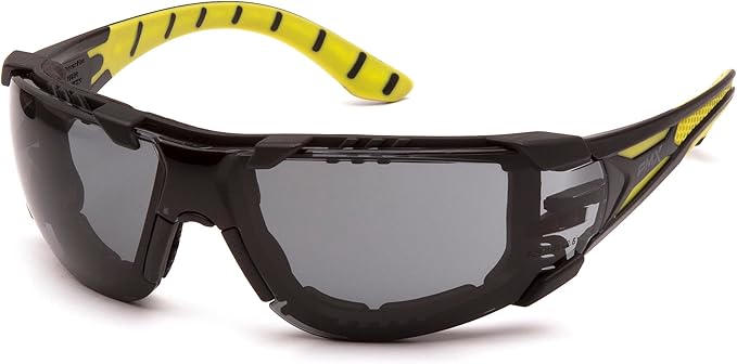 Pyramex Endeavor Plus Safety Glass Black/Gray Frame With Foam Padding Clear H2MAX Anti-fog Lens
