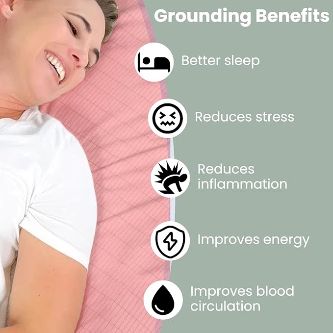 GLUYOHEY Grounding Flat Sheet King Size (105"x102") Conductive Silver Fiber Earthing Bed Sheets with Grounded Cord Reconnect with Earth’s Energy for Better Sleep and Enhanced Wellness, Pink