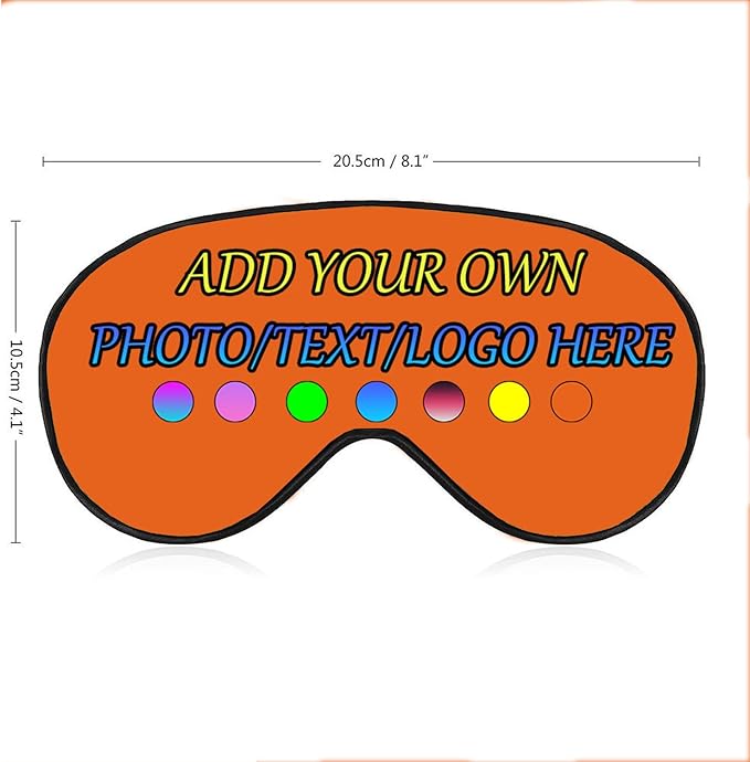 Personalized Eye Mask, Custom Eyeshade Blindfold Add Your Design Image Text Customized Eye Cover with Adjustable Strap for Sleeping Travel Work Naps Blocks Light, Orange