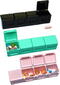 3 Pieces Pill Organizer, 4 Compartments Moisture Proof Pill Box Pocket Purse Portable Travel Vitamin Container Medicine Case