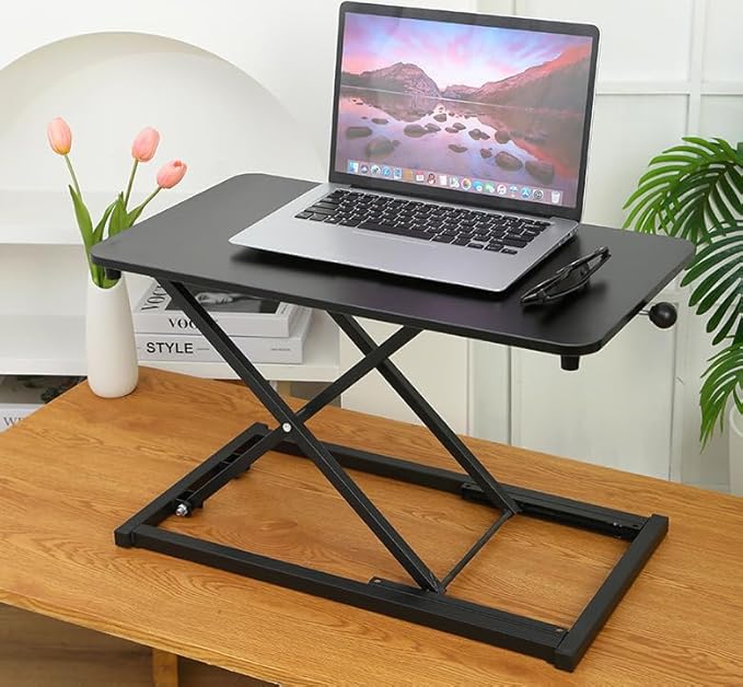 VebaCidi Height Adjustable Sit to Stand Desk Riser, Compact Standing Desktop Converter for Monitor or Laptop, Black
