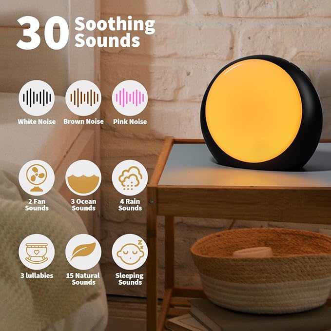 Loud Brown Noise Sounds White Noise Machine 30 Soothing Sounds 12 Color Night Lights Auto-Off Timer Sleep Machine with Memory Function for Baby Kids Adult for Office Privacy White Elephant Gifts