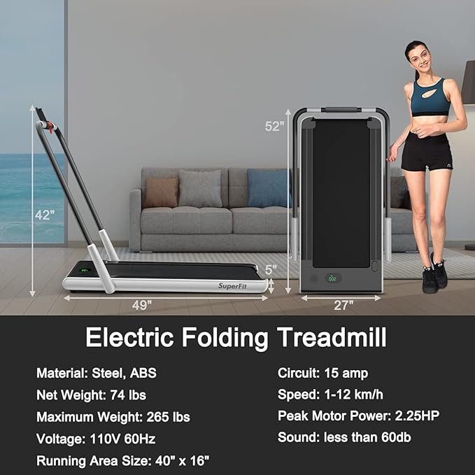 GYMAX Walking Pad, Foldable Under Desk Treadmill with LED Monitor, Remote Control, Smart App Control, Folding Portable Desk Treadmill for Office Standing Desk, Home Office Treadmill