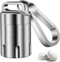TISUR Titanium Small Pill Holder Keychain, Portable Pill Case Waterproof Pocket Pill Box Container Carrier to Hold Pills, Vitamins, Fish Oil, Supplements