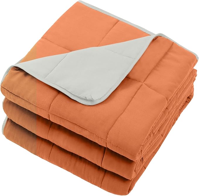 Weighted Blanket for Adults 15lbs, 48"x72", Twin Full Size Cooling Heavy Throw Blanket for 120-160lbs, Microfiber Soft Thick Big Blankets Weighted Comforter Gift for Sleeping, Orange