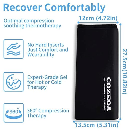 Knee Ice Pack Wrap, Reusable Gel Cold & Hot Compression Sleeve for Injuries, Pain Relief, Swelling Reduction and Post-Surgery Recovery, Comfortable & Skin-Friendly