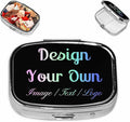 Custom 2 Compartment Pill Box, Personalize It to Add Any of Your Text and Images, Portable Pill Box Storage for Travel, Pocket Or Purse Pill Box Decorative Metal Medication Vitamin Organizer