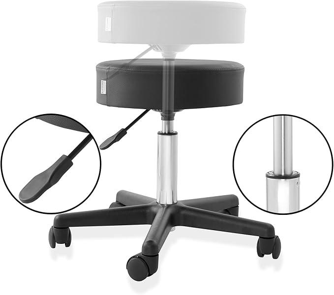 Saloniture Rolling Hydraulic Salon Stool - Adjustable Swivel Chair for Spa, Shop, Salon, Massage, Medical, Work or Office