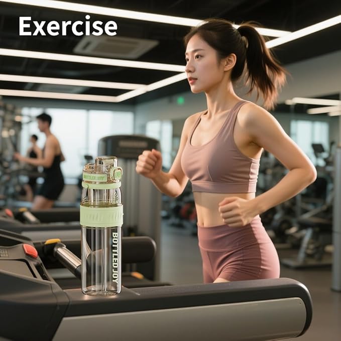 BOTTLE JOY 26oz PPSU Water Bottles with Straw and Strap Double drinking mouth Bottle with Suck and Drink, BPA Free Reusable Sports Water Bottle for Hiking Travelling Running Fitness 750ml (Green)