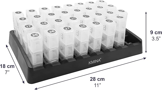 KMINA Monthly Pill Organizer 3 Times a Day, Vitamin Box Large, 31 Day Tablet, Elderly, Medication Organizer