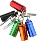 WESTONETEK Set of 6 Aluminum Metal Pill Box Case Organizer with Keychain - Outdoor Medicine Bottle Key Ring Small First Aid Drug Holder Pill Container