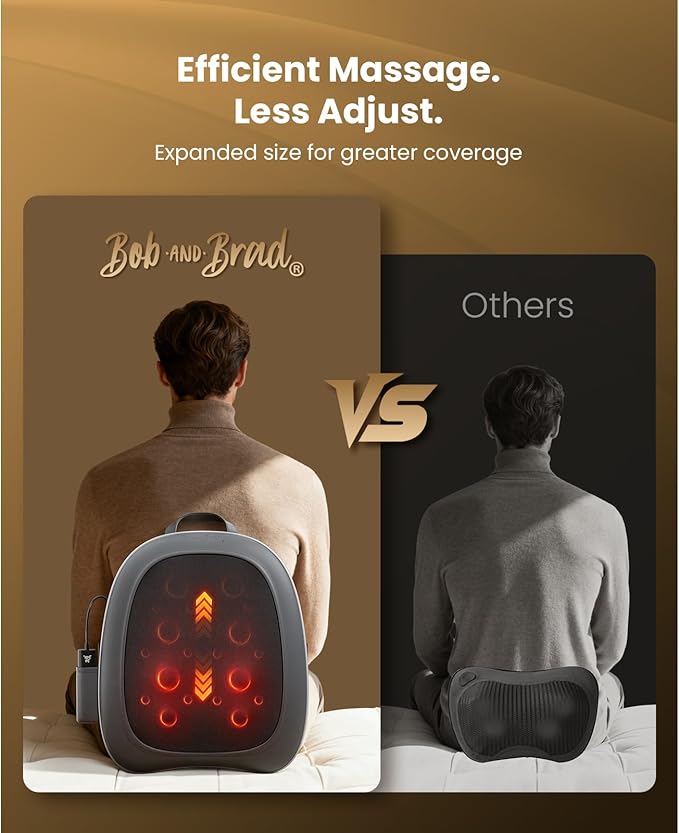 BOB AND BRAD Back Massager for Pain Relief Deep Tissue, FSA EZBack Pro Corded 4D Kneading Shiatsu Back Massager with Heat, HSA Eligible Up and Down Rolling Massage at Office Home, Gift for Man