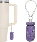 Pill Holder for Tumbler with Handle Bling Stanley Cup Accessories Pill Organizer for Stanley & YETI & Simple Modern & BrüMate (Purple)