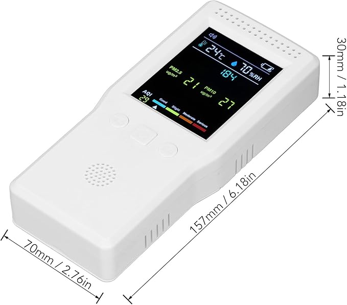 9 in 1 Air Quality Monitor, Indoor PM2.5 PM10 TVOC CO CO2 Temperature Humidity Detector, Air Quality Tester Air Pollution Meter for , Rooms, Offices, Grow Tents
