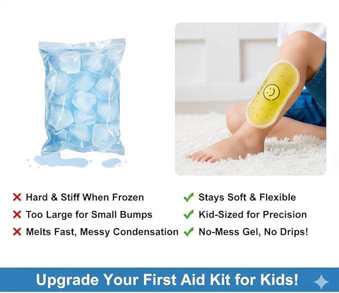 Small Ice Packs, Boo Boo Ice Pack for Injuries Hot & Cold Ice Packs Bulk Reusable Ice Pack Cold Compress for Pain Relief, Christmas Gift (4 Count (Pack of 1) Smile)