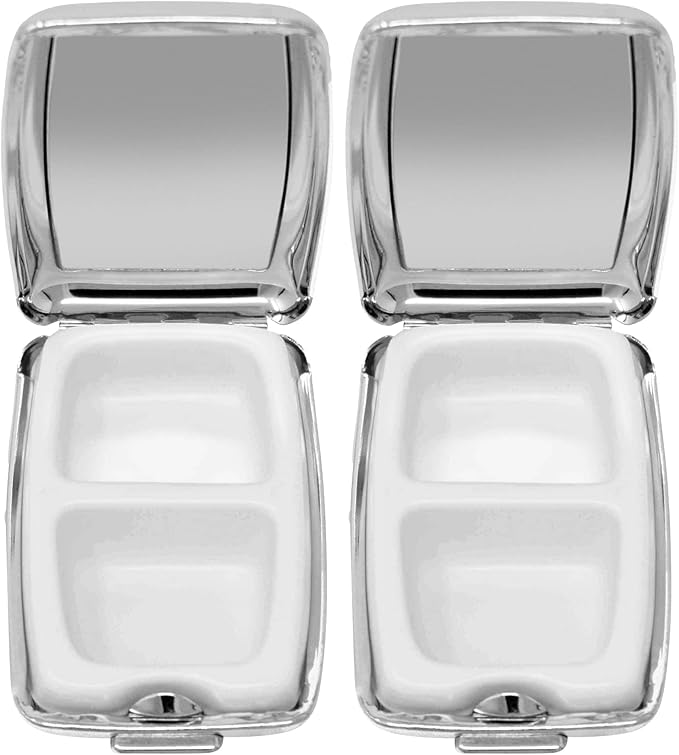 Set of 2 Rectangular Pocket Purse Pill Box & Organizer with Dual Compartments (Blank Recessed Top)