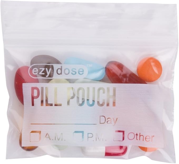 Ezy Dose Pill Packs | Pill and Vitamin Organizer Pouches | 50 Count | Disposable