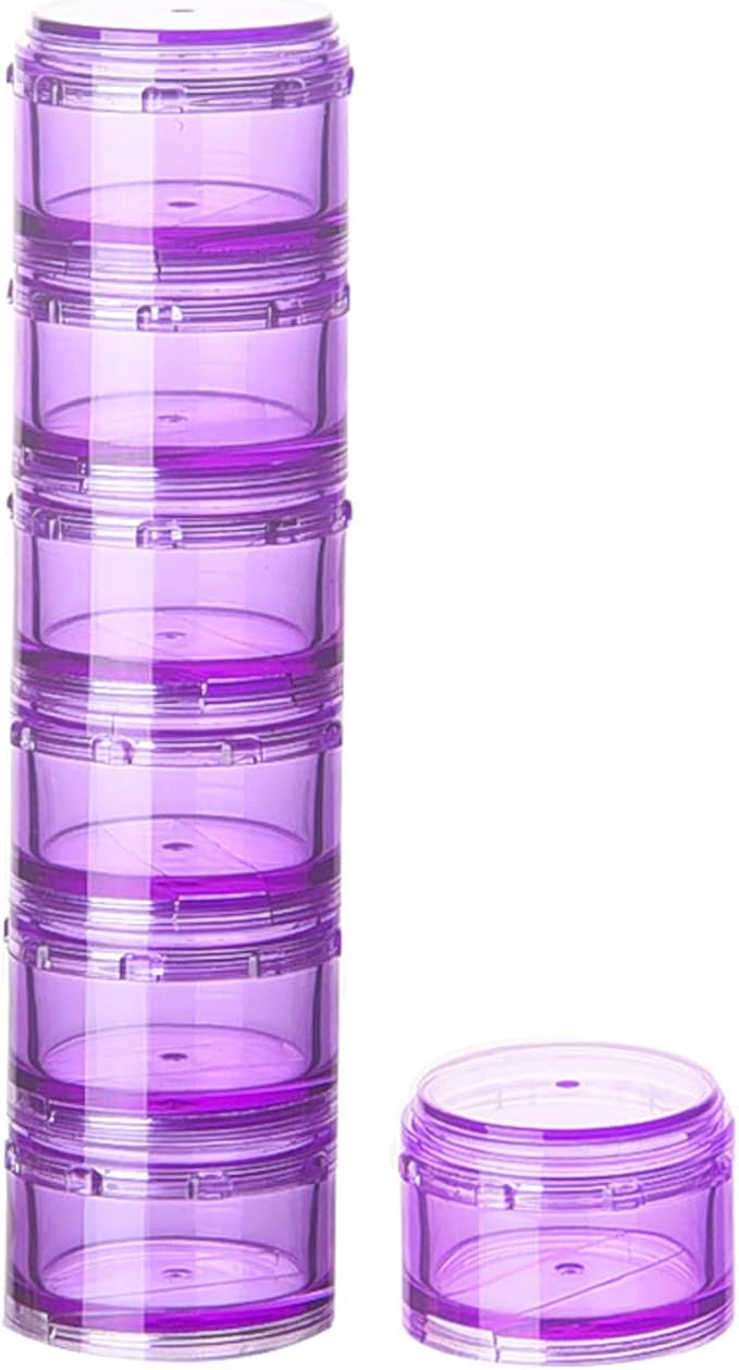 Stackable Pill Organizer, 7-Days Travel Pill Case, Pill Box for Pocket, Portable Medicine Vitamin Container Holder Large Purple