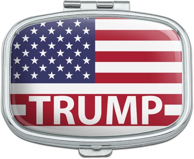President Trump American Flag Rectangle Pill Case Trinket Gift Box