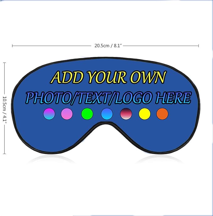 Personalized Eye Mask, Custom Eyeshade Blindfold Add Your Design Image Text Customized Eye Cover with Adjustable Strap for Sleeping Travel Work Naps Blocks Light, Bluish Violet