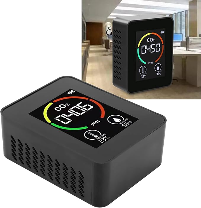 Eujgoov CO2 Detector ABS TVOC Sensor Air Quality Monitor USB Charging Thermometer Hygrometer for Home
