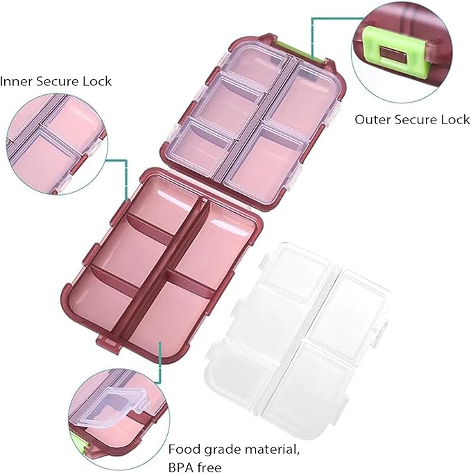 INVODA 7-Day Pill Organizer with Medicine Labels Travel Pill Case Compact, Portable Medication Organizer for Daily Use (3.7 x 2.4 x 1.18 Inches)
