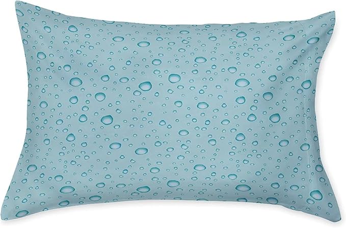 XISUNYA Decorative Fitted Sheet Set Cal-King Size, Aqua Deep Pockets Fitted Sheet & 2 Pillow Sham Set(No Flat Sheet), Big Small Water Rain Drops Liquidity Oceanic Printed Microfiber Bedding 3pc Set