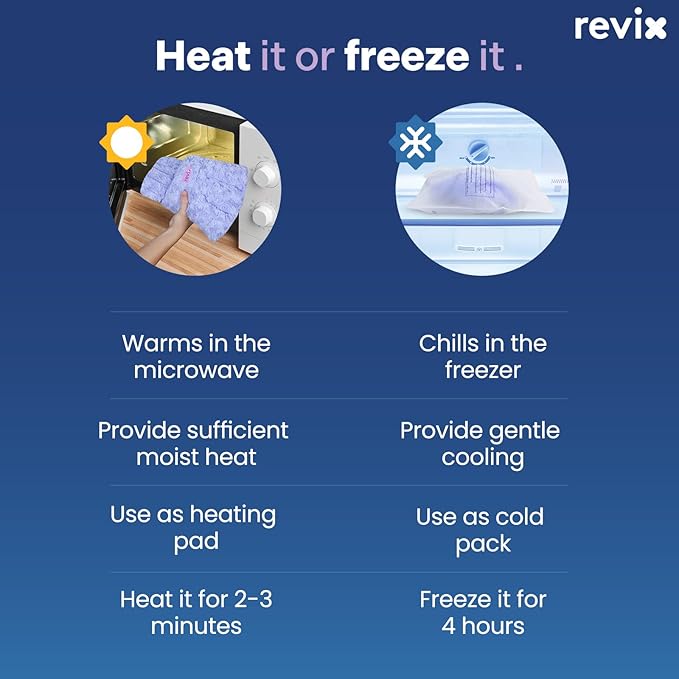 REVIX Microwave Heating Pad for Neck and Shoulders Back, Microwavable Heated Neck Wrap Warmer with Moist Heat, Lavender Aromatherapy Hot and Cold Pack