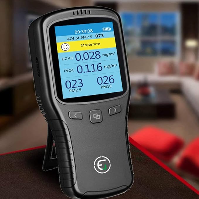 EG Air Quality Monitor, Formaldehyde Detector, Pollution Meter, Sensor, Tester; Detect & Test Indoor Pollution, TVOC Volatile Organic Compound Gas, PM2.5 2.5 Micron Particulate Matter Dust; eBook