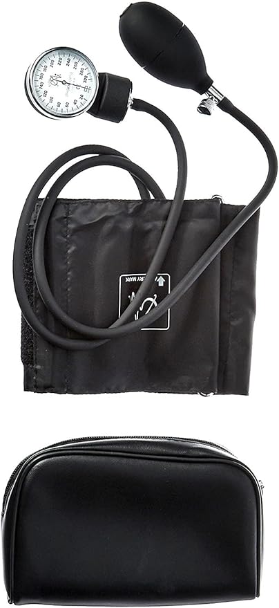 Elite Medical Instruments EMI Manual Blood Pressure Set with Regular Adult Cuff and D-Ring, Black