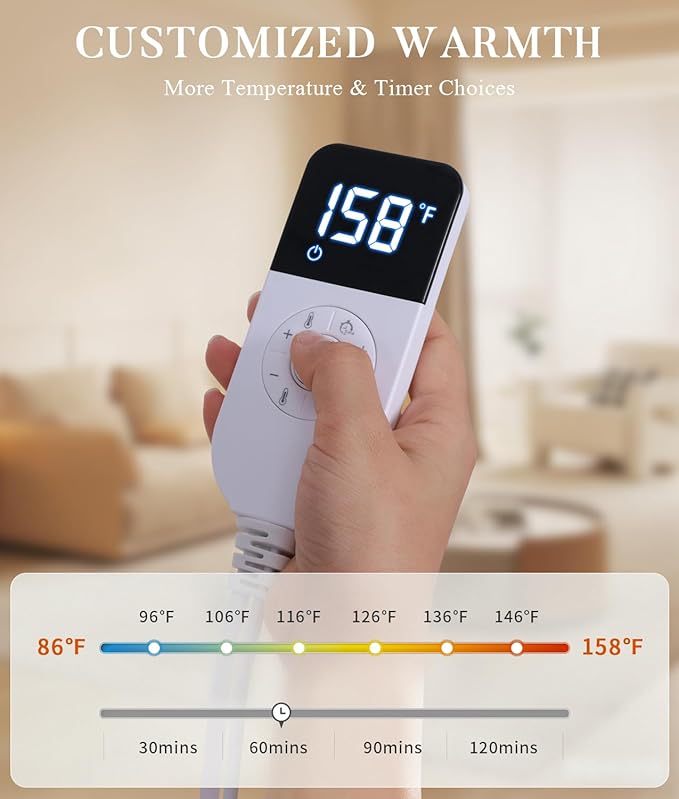 Extra Hot Heating Pad for Cramps: Luxury Plush and 2X Graphene Electric Heating Pad for Back Period Cramps - Gentle Deep Relief for Women While Reading Watching TV - Max 158℉ 2H Auto Off