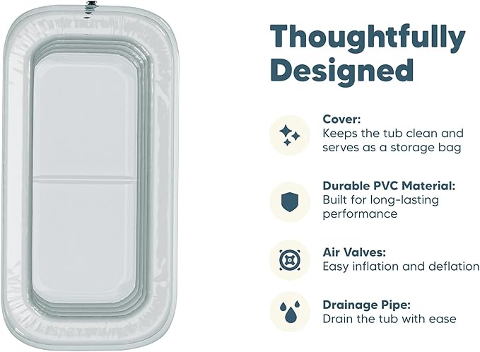 Inflatable Ice Bath Tub -XL Clear See Through - Ice Plunge Tub for Cold Water Therapy - Portable Cold Plunge Tub - Indoor & Outdoor - Inflatable Tub for Adults - Ice Tub for Athletes - Cold Tub