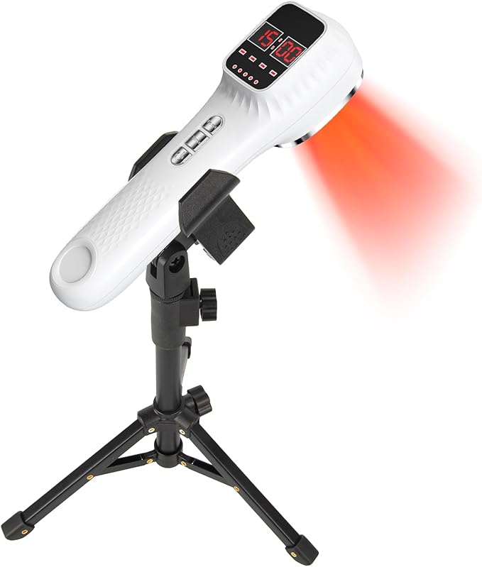 Red Light Therapy Device with Stand for Body Muscle Joint Pain Relief, Portable Infrared Light Therapy Wand with 16 * 650nm + 3 * 808 nm