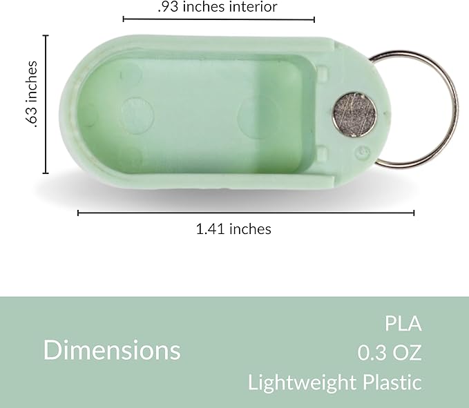 Standard Magnetic Keychain Pill Holder – Larger Capacity, Durable & Lightweight with Sleek Minimalist Design – Secure, Portable Travel Pill Organizer for Everyday Use (Mint)
