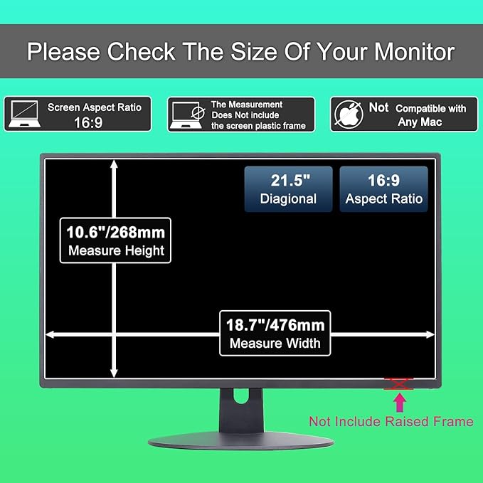 21.5-Inch Anti-Blue Light & Anti-Glare Screen Protector for 16:9 Widescreen Monitors | Premium Anti-Scratch, UV Blocking Filter | Reduce Eye Fatigue, Strain & Enhance Eye Protection