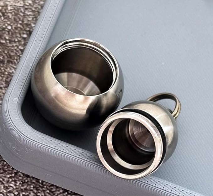 Titanium Keychain Pill Holder Mini Daily Pill Box Pendant Container Waterproof Metal Case Bottle Portable Organizer (Big)