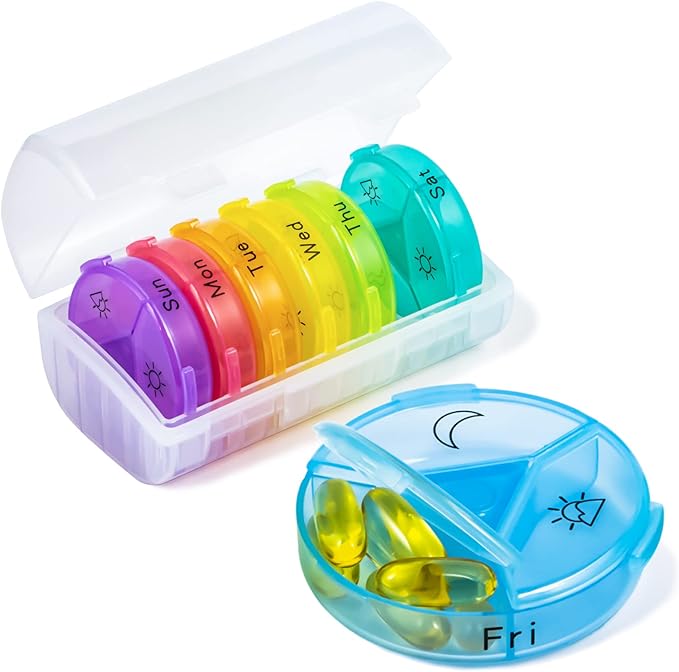Weekly Pill Organizer, Chrxbei 3 Times a Day Pill Case Organizers 7 Day, Thickened Travel Pill Box with 21 Large Compartments, BPA Free Medicine Organizer to Hold Vitamin, Supplements, Fish Oils